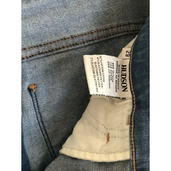 HUDSON JEANS Blue Distressed Crop Skinny Jeans - Picture 9 of 12